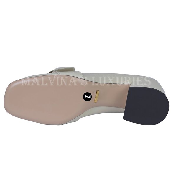 GUCCI SHOES BLONDIE WHITE LEATHER GOLDTONE G LOGO PUMPS sz 41 11 US - Picture 13 of 15